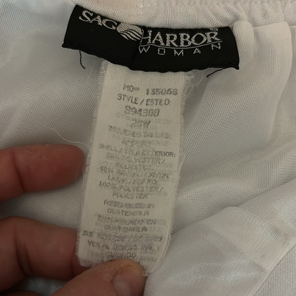 Sag Harbor Woman White Lined Pencil Skirt Elastic Back Slit Plus 20W Poly/Rayon - Picture 6 of 16